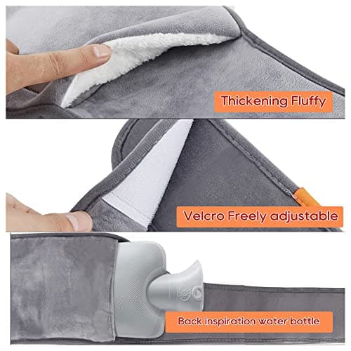 Hot Water Bottle with Cover,Rubber Warm Hot Water Bag with Soft Plush Waist Cover Belt Hot Water Bottle Pouch for Pain Relief Neck,Shoulder, Hands,Back, Legs,Waist — view 2
