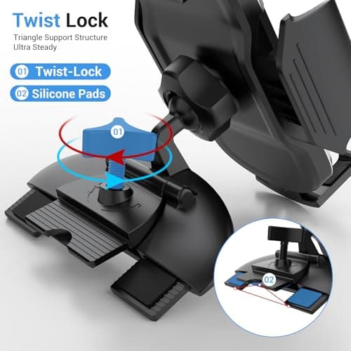 VIIMAKE Car Phone Mount,Universal Clamp CD Slot Car Phone Holder Cradle for iPhone,Samsung and 4-6.8 inch Smartphones — view 3
