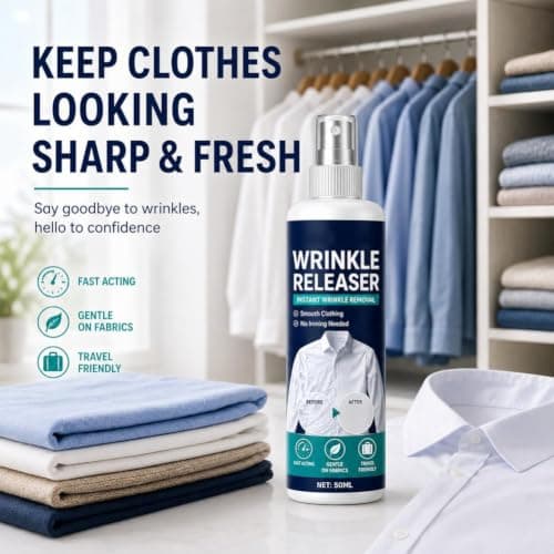 Instant Wrinkle Releaser Spray,Smooths Creases in Seconds,Wrinkle Release Spray Travel Size,Portable FabricWrinkle ReleaseSpray,Travel Garment Refresher,No Iron,Static-Free,Safe on Linen & Cotton — view 2