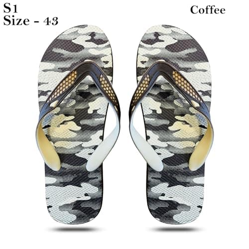 LEDSone Women Toe Post Flip Flops Rubber Lightweight Beach Summer Slippers Camouflage Design Beach Comfortable Thong Sandal (Coffee, UK Footwear Size System, Adult, Women, Numeric, Medium, 11) — view 4