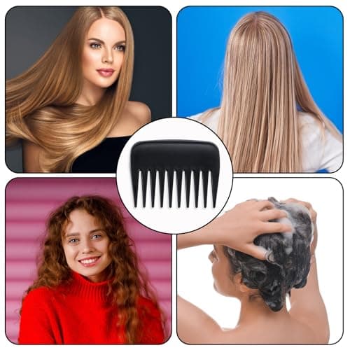 2 Pcs Wide Tooth Comb, Pocket Small Travel Mini Curly Hair Wallet Shower Styling Comb Suitable for Women and Men Straight, Curly, Wet and Dry Hair for Travel and Home Use, Black — view 3