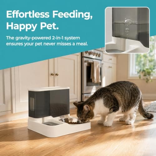EVERGOODS 2-in-1 Automatic Cat Feeder Water Dispenser for Cats Dogs — view 3