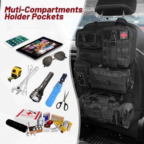 Refein Tactical Car Seat Back Organiser with 5 Detachable Storage Bag — view 3