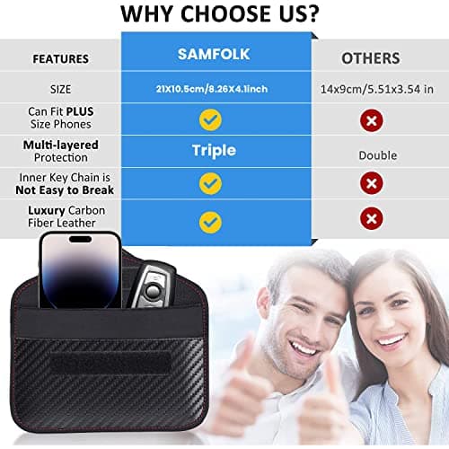 Samfolk Faraday Pouch for Phones and Car Keys, Anti-Tracking Mobile Phone Case, RFID Faraday Pouch, Blocking Signal Keyless Entry Car Keys Case, Faraday Bag For Car Keys Mobile Phone Cards — view 3