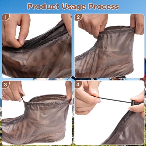 1 Pair Waterproof Shoe Covers Reusable, Over Shoes Protectors, Non Slip Waterproof Overshoes, Black Rain Boot Shoe Covers, Thickened Foldable Boot Cover for Rain Gardening Hiking Outdoor Cycling — view 5