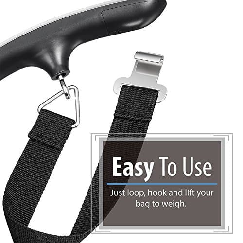 Fosmon Digital Luggage Scale (Stainless Steel, Backlight, LCD Display) Ergonomic and Lightweight Suitcase Weighing Scales, 110 lb / 50 kg with Tare Function - Silver — view 6