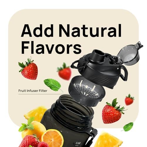 INEVIFIT 3-in-1 Sports Water Bottle 34oz 1L Hydration Tracking Water Bottles with Daily Time Marker BPA Free Tritan Leak Proof with Fruit Infuser Filter, Mixer Ball, Insulating Sleeve & Carrying Strap — view 4