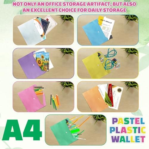 A4 Plastic Document Wallets – 5 Assorted Pastel Colours — view 4
