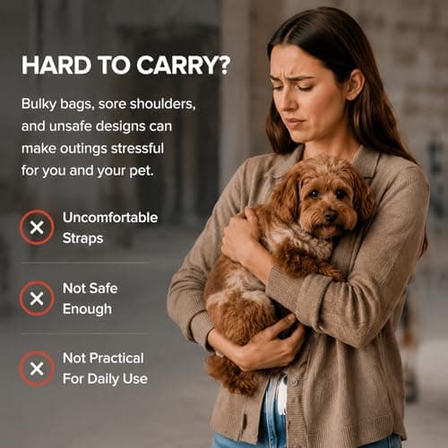Beige Dog Sling Carrier for Small Pets up to 7.5kg - Adjustable Hands-Free Shoulder Bag with Ergonomic Strap, Secure Clip, Front Zipper Pocket for Comfortable Travel, Outdoor Walks — view 3