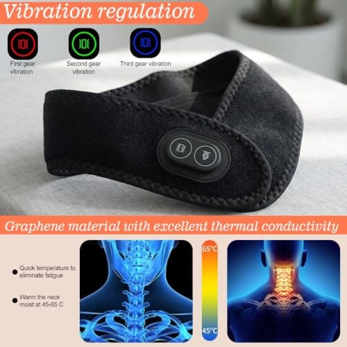67×14.5CM Black Neck Heating Pad with Vibration, Cordless Heating Pad Wrap — view 5