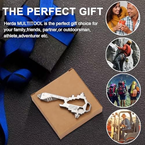 Herda Keychain Multitool – EDC Tool with 17+ Functions Gifts| Small Bottle Opener keychain with Screwdriver,Wrench,and Box Cutter for Travel,Outdoor,Everyday Use Gifts for Men Dad Gifts–TSA Safe — view 3