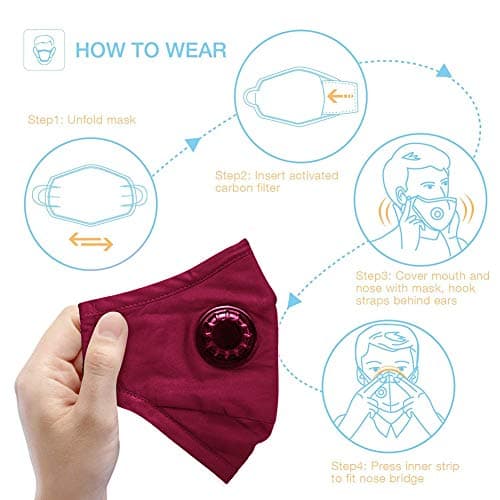 sdgfd 2 PIECES Washable Anti-Fog Anti Dust Mask Antibacterial activated carbon filter mouth mask with filter, PM 2.5 dust mask with 4 air filter cotton towels — view 4