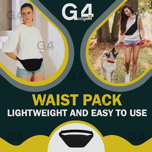 G4GADGET Waist Bag Bum Bag | Adjustable 120cm Belt | Lightweight Fanny Pack for Men & Women | Travel, Running, Festival & Holiday Money Belt with 2 Zipped Pockets — view 6