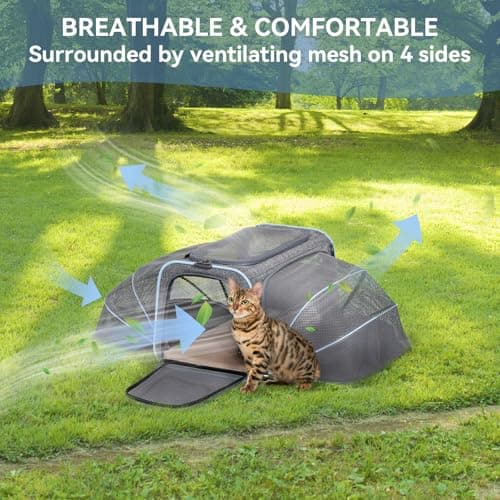Petsfit Expandable Cat Carrier, Airline Approved Soft-Sided Pet Travel Bag for Small Dogs & Cats, Dual-Sided Extension Up to 5kg, Washable Grey Pet Carrier for Travel — view 6