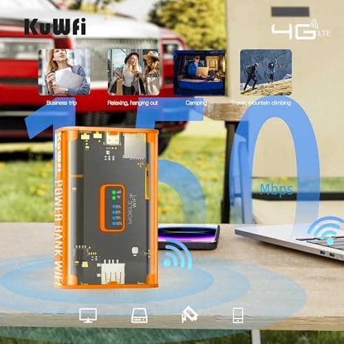 KuWFi 4G LTE Portable WiFi Router, Travel Hotspot with 5200mAh Power Bank — view 5