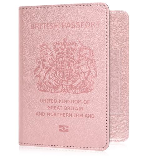YAVIV Passport Holder for Women&Men,Travel Wallet RFID Blocking-Rose Gold