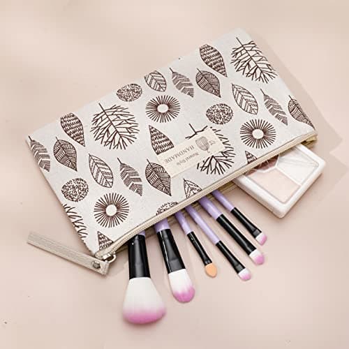 Firtink Canvas Cosmetic Bag, 3 PCS Small Make Up Bag, Printed Makeup Bag Pouch Multifunctional Travel Toiletry Bag with Zipper for Women and Girls Mothers Day Gifts — view 6