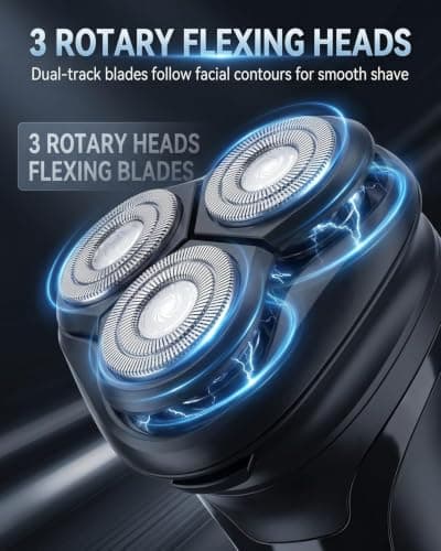 Men’s Electric Shaver, USB Rechargeable Cordless Razor with LED Display, Dual-Track Blades, IPX5 Waterproof Wet & Dry Use, Pop-Up Trimmer & Travel Lock, 90-Min Runtime Grooming Kit Gift for Men — view 5