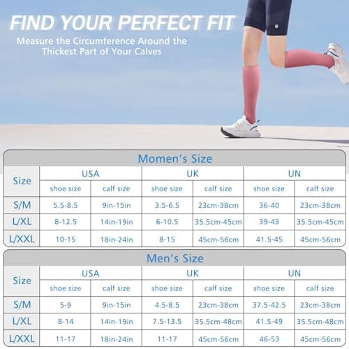 3 Pairs Compression Socks 15-20 mmhg for Men & Women, Support Socks Compression Stockings for Running, Swelling, Nurse, Flight, Nurses,Edema (Pink+Brick Red+White, L/XL) — view 4