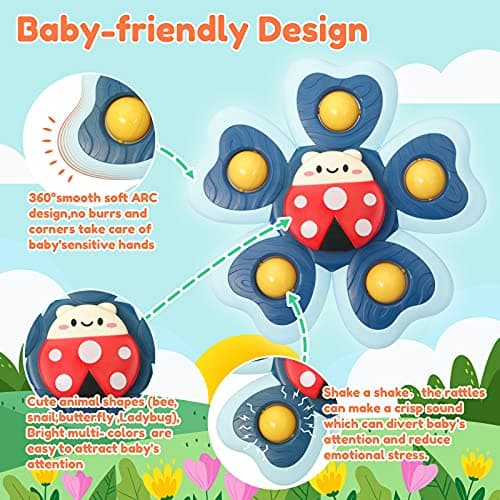 Vanmor Baby Suction Cup Spinning Top Toys, Spinner Toys for Babies-4pcs — view 2