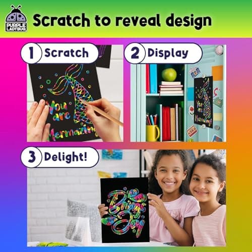Rainbow Scratch Art Kit with Stencils, 79 Pc Craft Kit Ages 4-8 — view 4