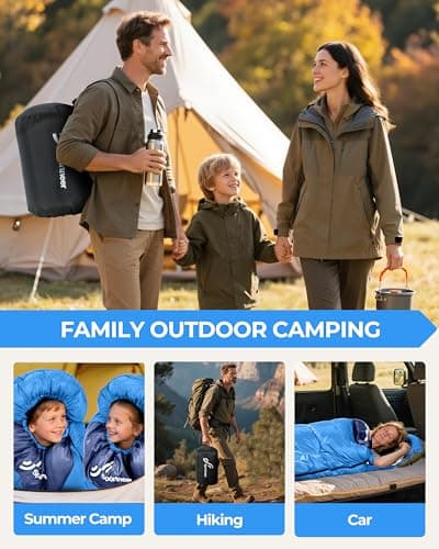 Sportneer Sleeping Bags for Adults - Kids Sleeping Bag 3-4 Season Lightweight Backpacking Sleeping Bag Cold Weather & Warm, Compact, Single Adult Girls Boys Camping Sleep Bag — view 3