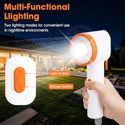Portable Camping Shower Kit, IPX6 Waterproof Rechargeable Pump with Carbon Water Purification and Soft LED Light, 20L Folding Bucket, Portable Shower for Outdoor Camping Pet Bath Wash — view 2
