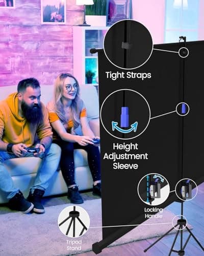 ABIS 100 Inch Tripod Projector Screen, 2K/8K Ultra HD 16:9 Outdoor/indoor Projector Screen with Front Projections | Perfect for Home Theatre, Travel, Classrooms, Offices — view 4