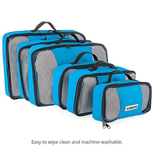 Savisto Packing Cubes 6 Piece Set, Durable & Lightweight Travel Essentials for Suitcases - Includes 1 XL, 2 L, 2 M, 1 S - Available in 8 Stylish Colours - Blue — view 4