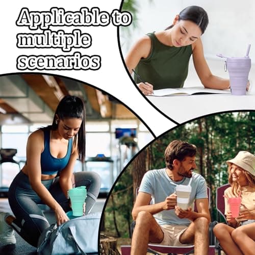MOMAHUA 600ml/20oz Collapsible Coffee Cup with Lids,Green Silicone Portable Large Capacity Water Cups,Reusable Coffee Mug,Foldable Camping Travel Cup Fits in Your Pocket,Folding Mug Collapses to 6cm — view 5
