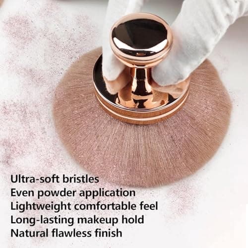 HAPPOW Extra Large Tanning Brush - Streak-Free Oval Kabuki Makeup Applicator for Self Tanner, Sunscreen & Body Bronzer, Extra Soft Face Body Brush (Rose Gold) — view 4