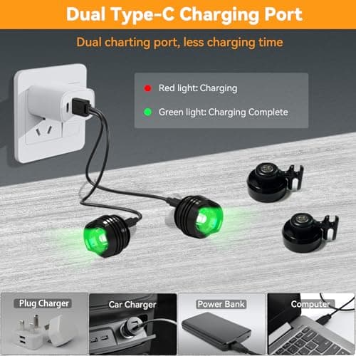 Rechargeable Shoe Lights 2 PCS, 3 Lighting Mode Headlights for Croc Style Shoes, Camping Accessories Shoe Charm Decoration Light, IPX5 Waterproof Shoe Headlights for Walking Hiking, Gift for Men Women — view 2