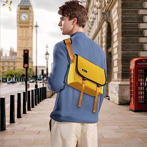 SIMTOP Messenger Bag Crossbody Bag Shoulder Messenger Bag Durable Crossbody Shoulder Bag for Commuters and Travelers - Water-Resistant and Versatile(Yellow) — view 2