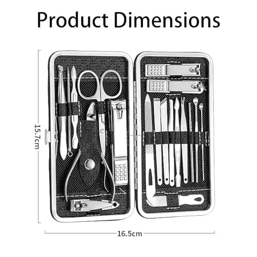 19 Pcs Manicure Pedicure Set, Nail Clippers Kit, Portable Grooming Case — view 2