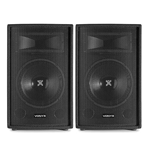 VONYX SL12 Pair of 12" Passive DJ PA Speakers 1200W Peak Power 2-Way Bass Reflex System with Piezo Horn Ideal for Parties, Karaoke, Venues & Home Studio Use