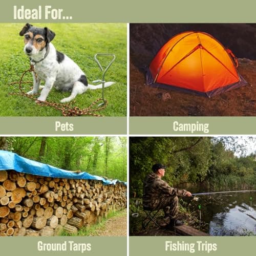 Milestone Camping 31690 Outdoor Corkscrew Tie Out Stake / Keyring Attachment / Tether Pets and Tents / Ideal for Camping, Hiking, Fishing and More — view 4