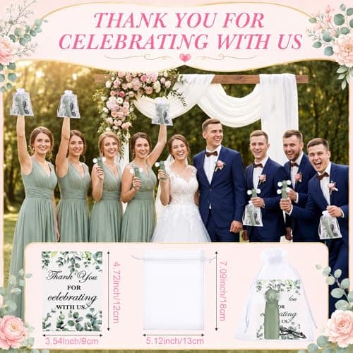 Fumete 24 Sets Wedding Favors for Guests Bulk Mini Fan Handheld Wedding Portable Fan with Thank You Card Gift Bags Battery Operated Small Personal Fans for Bridal Shower Summer Party Favor, Sage Green — view 4