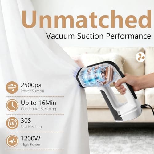 PKBD Vacuum Clothes Steamer Handheld for Clothes Portable Home&Travel,White — view 6