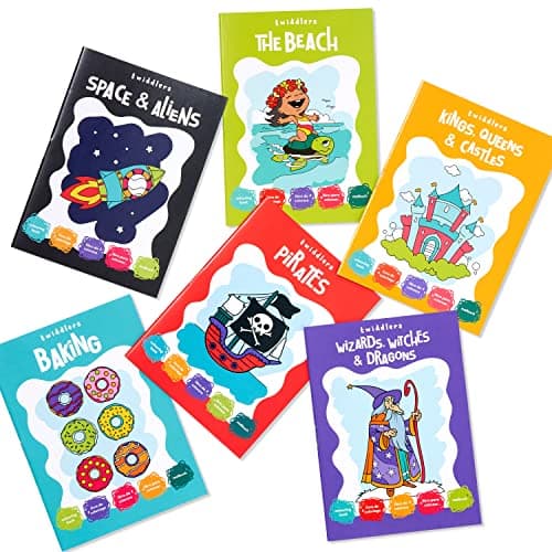 THE TWIDDLERS 24 Mini Colouring Books for Kids, A6 Pocket Size Party Bag Fillers, Assorted Fantasy Designs, Children’s Art Activity for Birthday Party Favours, Travel & Stocking Fillers — view 4