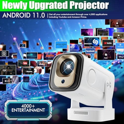 KEPEAK Portable Mini Projector, 4K 1080P WIFI6 Bluetooth 5.4 Android 11, 180° Rotatable/Auto Keystone, 130"Screen Smart Projector, Video Projectors with USB/HDMI/DC Port (White) — view 2