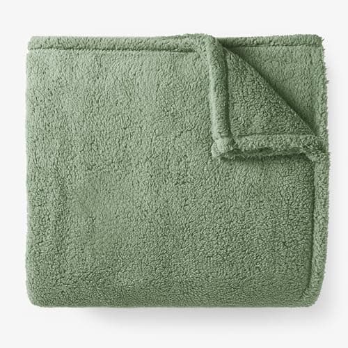 Brentfords Teddy Fleece Throw Blanket for Sofa, Super Soft Warm Cosy Large Blanket for Bed Lightweight Plush King Size Bed Throws Travel Blankets, Green - 200 x 240cm — view 2