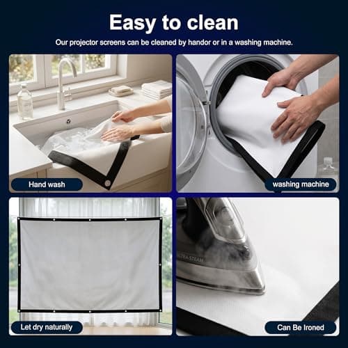 Huiguli Projector Screen 120 Inch, 16:9 HD 4K Foldable Anti-Crease Movie Screen, Portable Projection Screen Outdoor Indoor, Washable White Movie Screen for Home Theater, School, Meetings, Camping — view 6