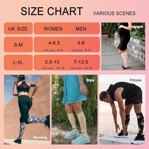 Compression Socks for Women and Men 15-20 mmHg 6 Pack Compression Stockings Circulation-Best Support for Medical,Running,Nursing,Athletic (C-Assorted-6, Small-Medium) — view 5