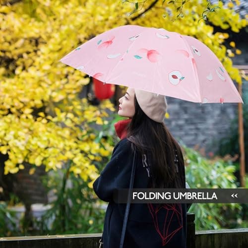 POPETPOP Travel Foldable Umbrella Windproof Rain and Sun Protection Lightweight Portable Umbrella for Women and Men Quick-drying Fabric — view 6