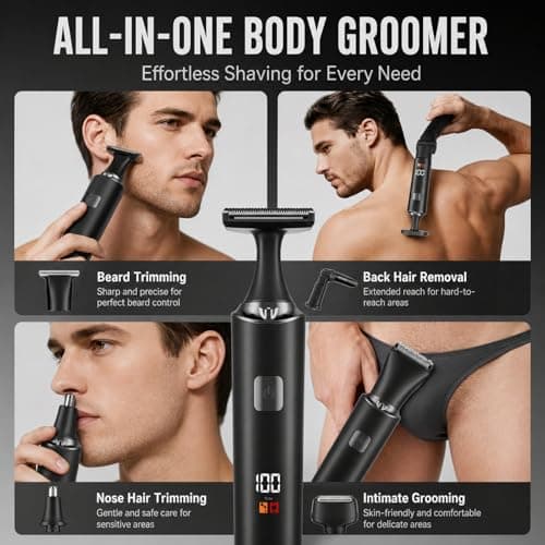 Mens Back Shaver Body Trimmer, 5 in 1 Kit Electric Hair Groomer — view 6