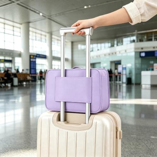FERNVALE Hanging Travel Storage Bag 5-Layer Large Capacity Foldable Suitcase Organizer Portable Hanging Toiletry Bag with Steel Frame Heavy Duty Closet Wardrobe Storage for Home Hotel & Dorm (Purple) — view 6