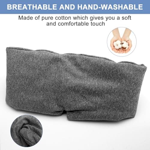 APOMOONS Grey Blindfold, Comfortable & Breathable Modal Cotton Blackout Sleep Mask Adjustable Blinder Blindfold Airplane, Eye Mask for Nighttime Travel or Naps - Unisex Design for Adults & Kids — view 5