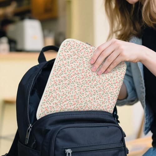 Puffy Laptop Sleeve 13 Inch Cute Floral Laptop Case Soft Quilted Computer Sleeve Protective Cover for MacBook, iPad, Notebook, Chromebook — view 5