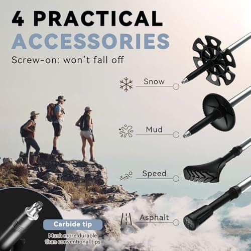 DOBESTS Folding Walking Poles 2 Pack, Lightweight Collapsible Hiking Poles — view 4