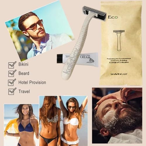 10Pack Luxury Individually Wrapped Hotel Disposable Razors Kit With Shave Cream; Eco-Friendly Travel Razor Toiletries Amenities; Multipurpose Guest Shaving Razor Set for Home Hotel Travel — view 5